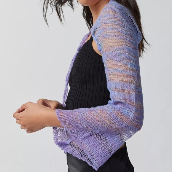 NWT Urban Outfitters Camille Purple Knit Shrug Crop Cardigan - Picture 3 of 5